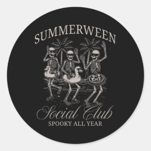 Sticker Rond Summerween Social Club Skeleton Danser Summer Hal