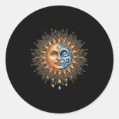 Sticker Rond Sun And Moon Celestial Boho Mystical Hipe 90s (Devant)