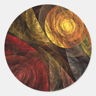 Sticker Rond Sun Flower Floral Moderne Art Motif Abstrait