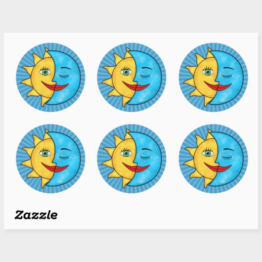 Sticker Rond Sun Moon (Feuille)
