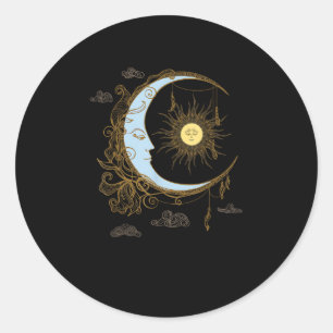 Sticker Rond Sun Moon Vintage 90s Witch Whimsigoth esthétique