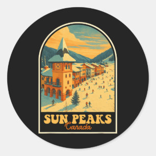 Sticker Rond Sun Peaks Canada Conception Ancienne Village de Sk