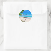 Sticker Rond Sun Sand et Surf Tropical Beach Bougie Business (Sac)