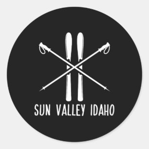 Sticker Rond Sun Valley Idaho Ski Ski Ski Ski Ski Vacances Ho