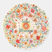 Sticker Rond Sunburst and Floral Pattern Litha (Devant)