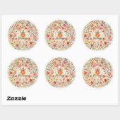 Sticker Rond Sunburst and Floral Pattern Litha (Feuille)