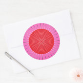 Sticker Rond Sunburst géométrique moderne - Fuchsia et rouge (Enveloppe)