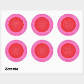 Sticker Rond Sunburst géométrique moderne - Fuchsia et rouge (Feuille)