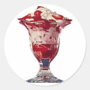 Sticker Rond Sundae aux fraises
