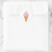 Sticker Rond sundae fraise en cône gaufre avec garniture (Sac)