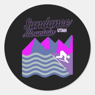 Sticker Rond Sundance Mountain Utah Usa Station de ski Snowboar