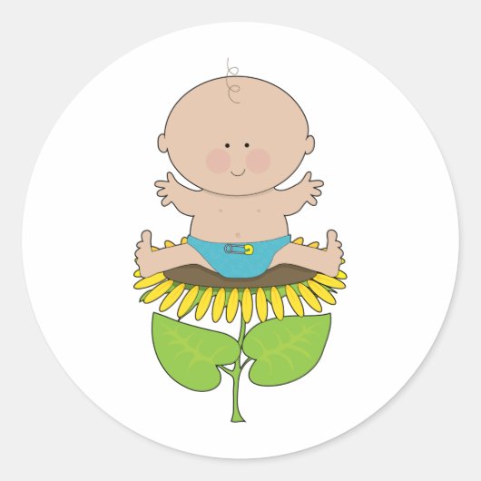 Sticker Rond Sunflower Baby Boy (Devant)