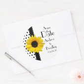 Sticker Rond Sunflower Black White Polka Point Enregistrer la d (Enveloppe)