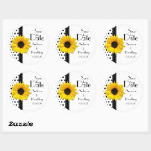 Sticker Rond Sunflower Black White Polka Point Enregistrer la d (Feuille)