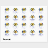 Sticker Rond Sunflower Blue Floral String Merci (Feuille)