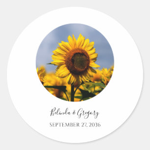 Sticker Rond Sunflower Blue Sky Rustique Mariage