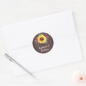 Sticker Rond Sunflower Bourgogne Rose Mariage bois (Enveloppe)