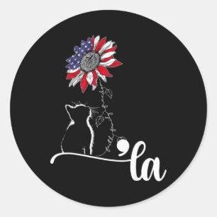Sticker Rond Sunflower Cat Comma La Kamala Harris Pour Présiden