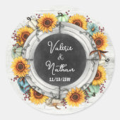 Sticker Rond Sunflower Citrouille Rustic Chalkboard Nom des cou (Devant)