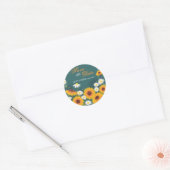 Sticker Rond Sunflower Daisy Enregistrer La Date Mariage Faire- (Enveloppe)