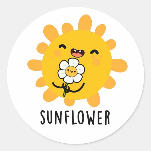 Sticker Rond Sunflower Drôle Soleil Et Fleur Pun (Devant)