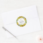 Sticker Rond Sunflower & Eucalyptus Boho Cross Baptism (Enveloppe)