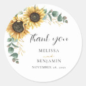 Sticker Rond Sunflower Eucalyptus Floral Mariage Favoriser (Devant)