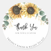 Sticker Rond Sunflower Eucalyptus Floral Merci d'affaires (Devant)