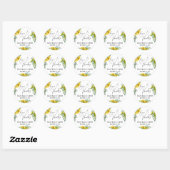 Sticker Rond Sunflower Eucalyptus Love & Thanks écriture manusc (Feuille)