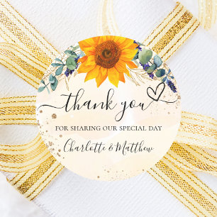Sticker Rond Sunflower eucalyptus parties scintillant merci mar