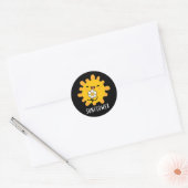 Sticker Rond Sunflower Funny Soleil Et Fleur Pun Dark BG (Enveloppe)