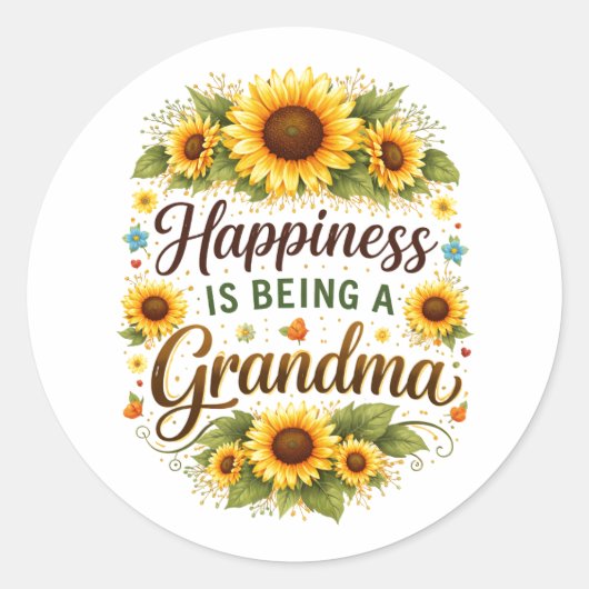 Sticker Rond Sunflower Happiness Is Being A Grandma (Devant)