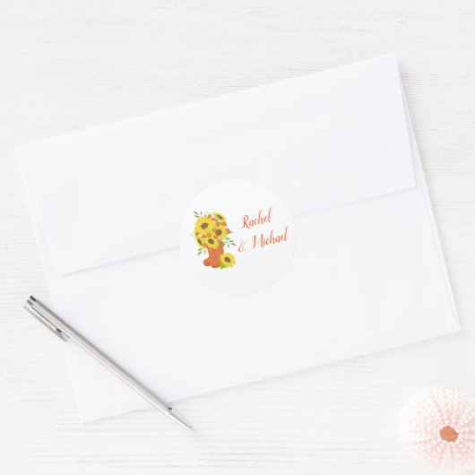 Sticker Rond Sunflower Love Mariage (Enveloppe)