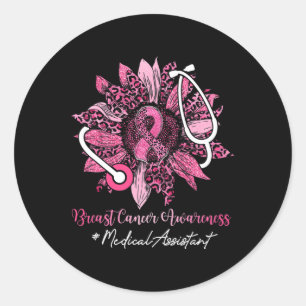 Sticker Rond Sunflower Médicale Assistant Ruban Cancer du sein 