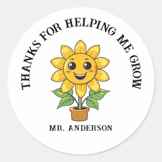 Sticker Rond Sunflower merci de m'aider à devenir professeur (Devant)