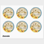 Sticker Rond Sunflower Rooster Rustic Enregistrer la date Étiqu (Feuille)