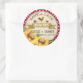Sticker Rond Sunflower Rooster Rustic Enregistrer la date Étiqu (Sac)