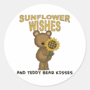 Sticker Rond Sunflower souhaite Teddy Bisses Ours