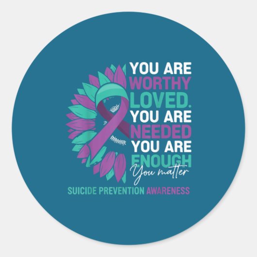 Sticker Rond Sunflower Suicide Prevention Awareness Motivationa (Devant)