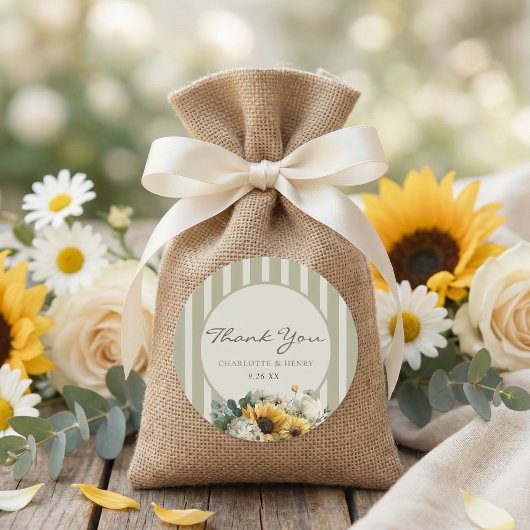 Sticker Rond Sunflower Wedding