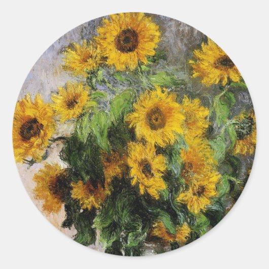 Sticker Rond Sunflowers, 1881 par Monet. (Devant)