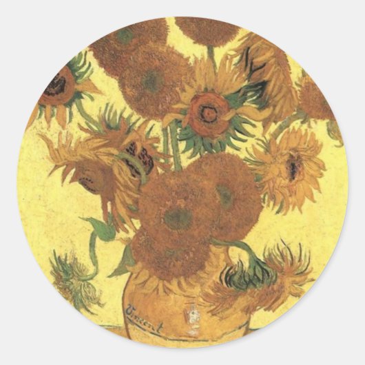 Sticker Rond Sunflowers par Van Gogh (Devant)