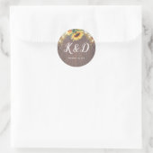 Sticker Rond Sunflowers Rustic Country String Mariage (Sac)