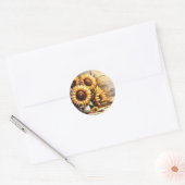 Sticker Rond Sunflowers Watercolor Painting (Enveloppe)