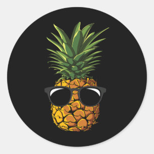 Sticker Rond Sungles à ananas T Shirt Aloha Plages Hawaiian H