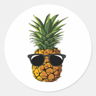 Sticker Rond Sungles à ananas T Shirt Aloha Plages Hawaiian H