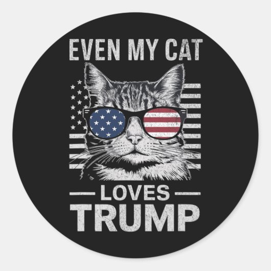 Sticker Rond Sungles Drapeau Usa Même Mon Chat aime Trump (Devant)