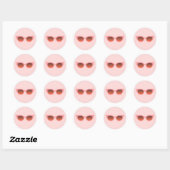 Sticker Rond Sunnies Roses, Lunettes de soleil pour oeil de cha (Feuille)