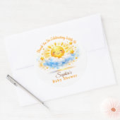 Sticker Rond Sunny Clouds Baby Shower Cupcake Toppers (Enveloppe)