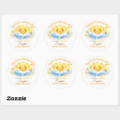 Sticker Rond Sunny Clouds Baby Shower Cupcake Toppers (Feuille)